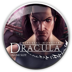 Key art Universal Monsters Dracula Online Slot con il volto del Conte Dracula